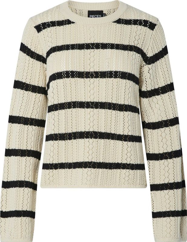 Pieces - Ajourtrui - Birch - 100% Katoen - Regular Fit