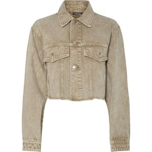 Pieces - Pcfay Cropped Denim Jacket - Zandkleur - Dames Jas