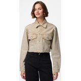 Pieces - Pcfay Cropped Denim Jacket - Zandkleur - Dames Jas