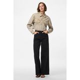 Pieces - Pcfay Cropped Denim Jacket - Zandkleur - Dames Jas