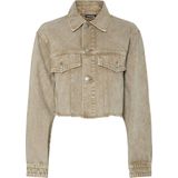 Pieces - Pcfay Cropped Denim Jacket - Zandkleur - Dames Jas