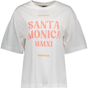 Pieces - Pcclaude Ss - Bedrukt T-shirt - Helder Wit - Dames