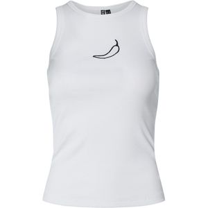 PIECES Pcmay Embroidery Boxer Tank Top JRS Bc, wit (bright white), S