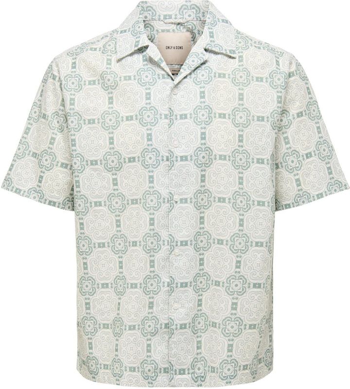 Only & Sons - Onscaiden Overhemd - Groen - Katoen/Linnen - Grafische Print