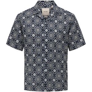 Only & Sons - Overhemd - Cerulean/Cloud Dancer - Katoen/Linnen - Korte Mouwen
