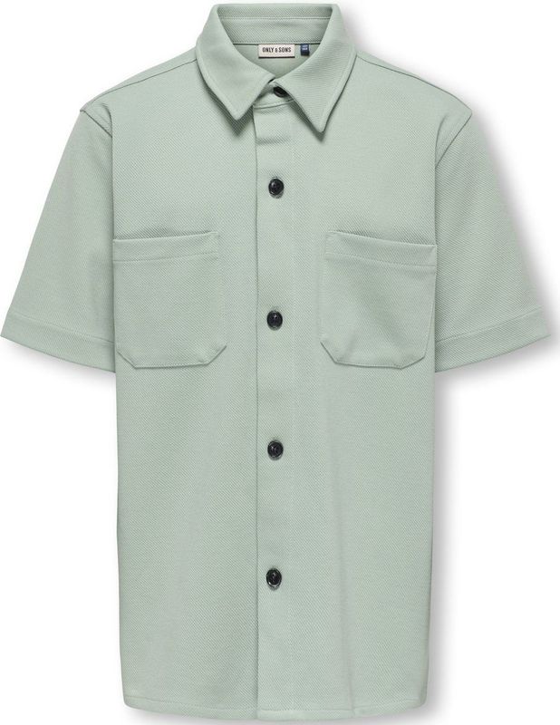 ONLY & SONS JUNIOR - Overhemd - Zachtgroen - Korte Mouwen - Regular Fit