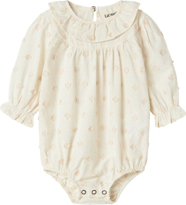 Romper - Lange Mouwen - Geweven Stof - Knoop- en Lussluiting - Ronde Hals