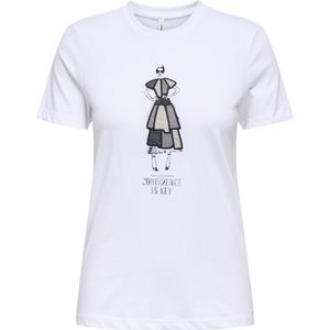 Only - Onlemma Life - T-shirt - Wit - Regular Fit - Korte Mouwen