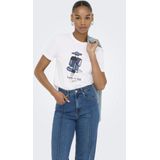Only - Onlemma Life - T-shirt - Wit - Regular Fit - Korte Mouwen