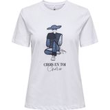 Only - Onlemma Life - T-shirt - Wit - Regular Fit - Korte Mouwen