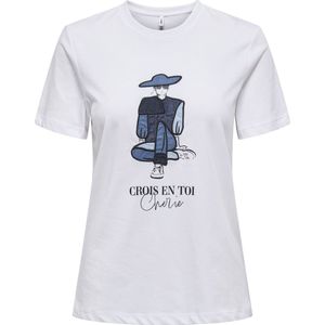 Only - Onlemma Life - T-shirt - Wit - Regular Fit - Korte Mouwen