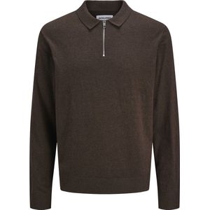 Jack & Jones - Jjeemil Knit Polo - Bruin - Half Zip - Lange Mouwen