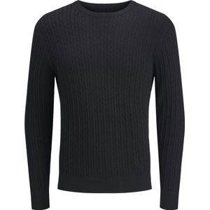 Jack & Jones - JJEEMIL KNIT CABLE CREW NECK - Gebreide Trui - Zwart
