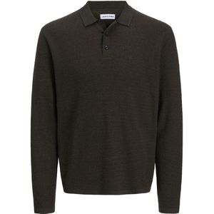 Basic - Gebreide Polo - Col - Blauw - 50% Katoen, 35% Katoen Gerecycled, 15% Polyester Gerecycled