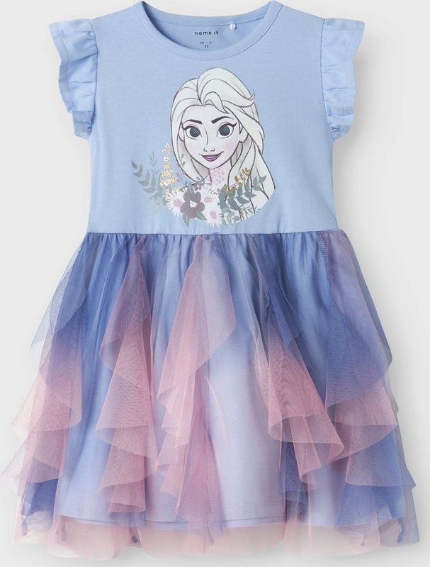 Jurk - Disney's Frozen - Glitterdetail - O-hals - Korte Mouwen - Regular Fit