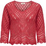 JDY - Gebreide Top - V-Hals - 3/4 Mouwen - Schelp Detail