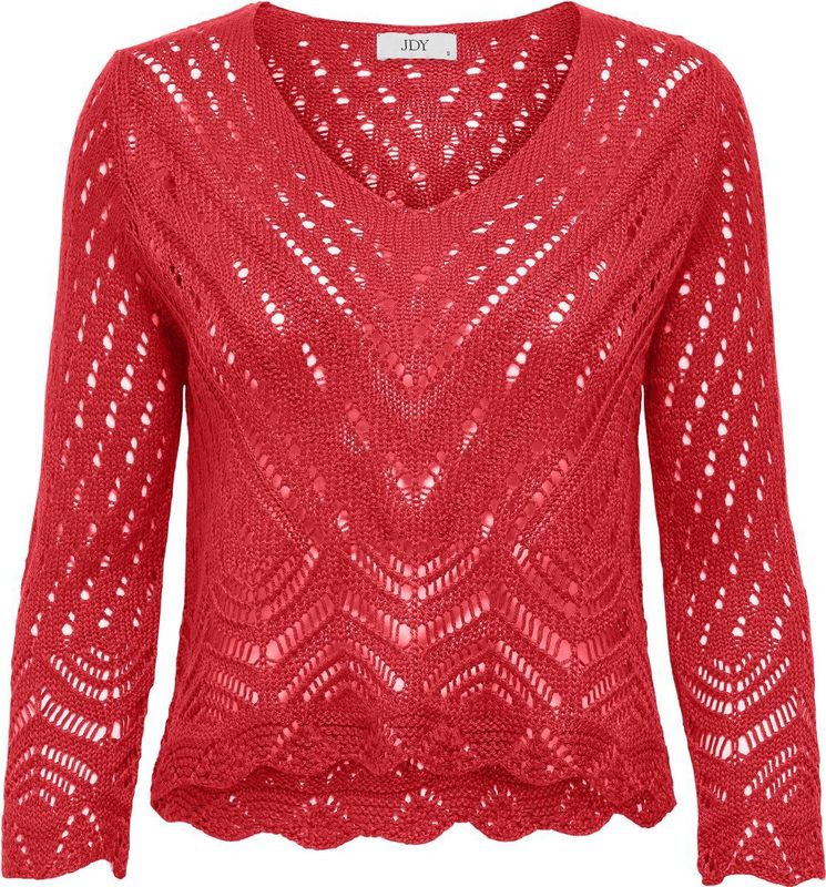 JDY - Gebreide Top - V-Hals - 3/4 Mouwen - Schelp Detail