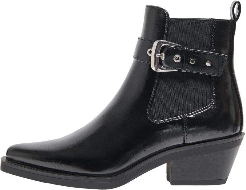 Onlamie - Onlamie-1 - Enkellaarsjes - Imitatieleer - Zwart - Gesp Sluiting