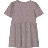 Kledingmerk - Korte Mouwen Jurk - All-Over Print - Ronde Hals - Ribgebreide Stof