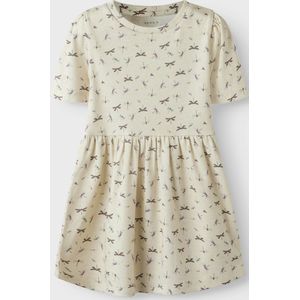 Jerseyjurken - Korte Mouwen Jurk - All-over Print - Ronde Hals - Pofmouwen