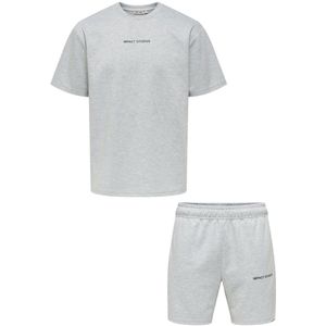 ONLY & SONS - ONSLIAM RLX TEE REG SHORT SET - Heren T-shirt - Lichtgrijs - Zwart Logo