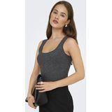 JDY - Ribgebreid Topje - Grijs - Zilver Glitter - V-Uitsnijding