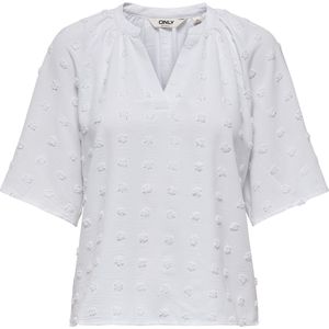 Only - Onlivana Life 34 Dobby V-Neck Top - Blouse - Wit