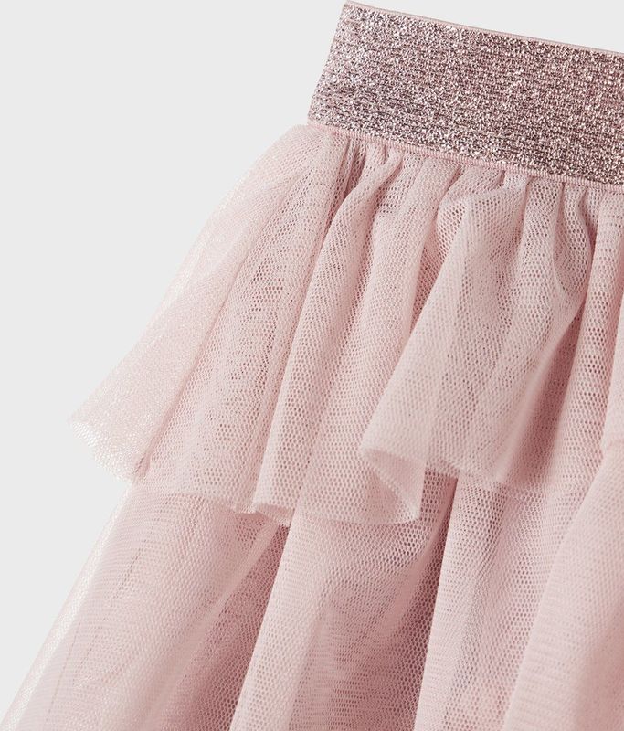 Plooirok - Geweven Stof - Glitter Detail - Elastische Taille - Lichtblauw