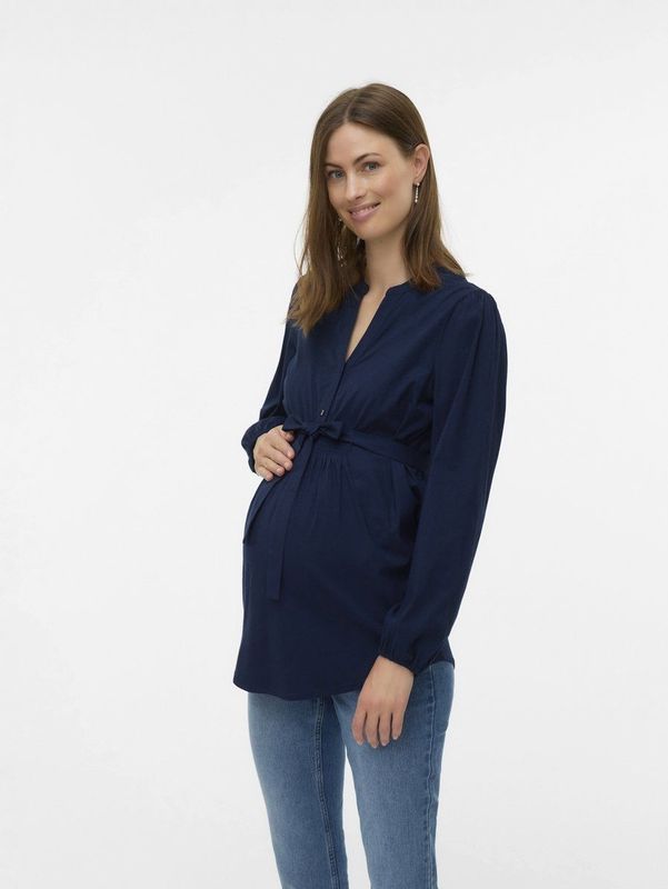 Blouse - Extra Lang - Zwart - Katoen - Met Voedingsfunctie
