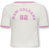 ONLY - Kognina Life Contrast - T-shirt - Cloud Dancer Fuchsia Pink - Korte Mouwen, O-hals, Regular Fit