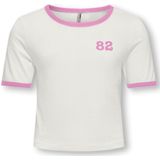 ONLY - Kognina Life Contrast - T-shirt - Cloud Dancer Fuchsia Pink - Korte Mouwen, O-hals, Regular Fit