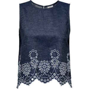 Jacqueline de Yong - Jdymargot Top - Blue Denim - Katoen