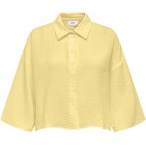 Jdy Theis Life 3/4 Crop Shirt WVN Noos, geel (pale banana), XXL