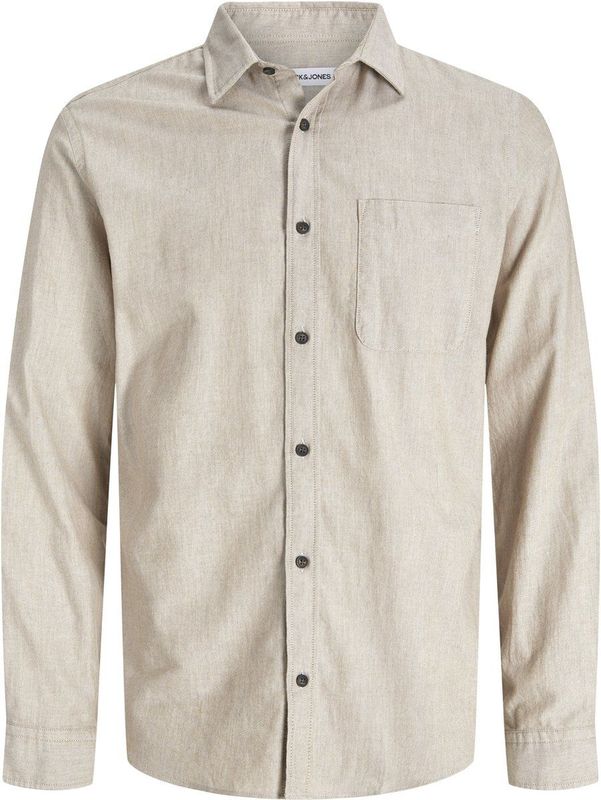 Jack & Jones - JJECLASSIC MELANGE SHIRT - Overhemd - Grijs - Regular Fit