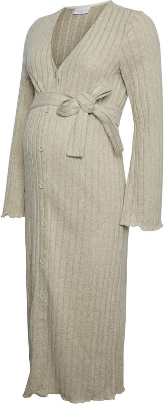 Mlfelizia - Zwangerschapsjurk - Midi-lengte - V-Hals - Lange Mouwen - Bodycon Fit