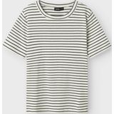 LMTD - Shirt - Grijs/Wit - Gestreept - Katoen - Kwartmouw