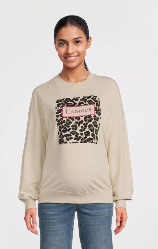 Cardigan - Geribbelde Kraag - Sweatstof - Motiefprint - Lange Mouw