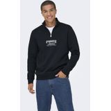 Only & Sons - Onsceres Printet - Trui - Zwart - Regular Fit - Half Zip
