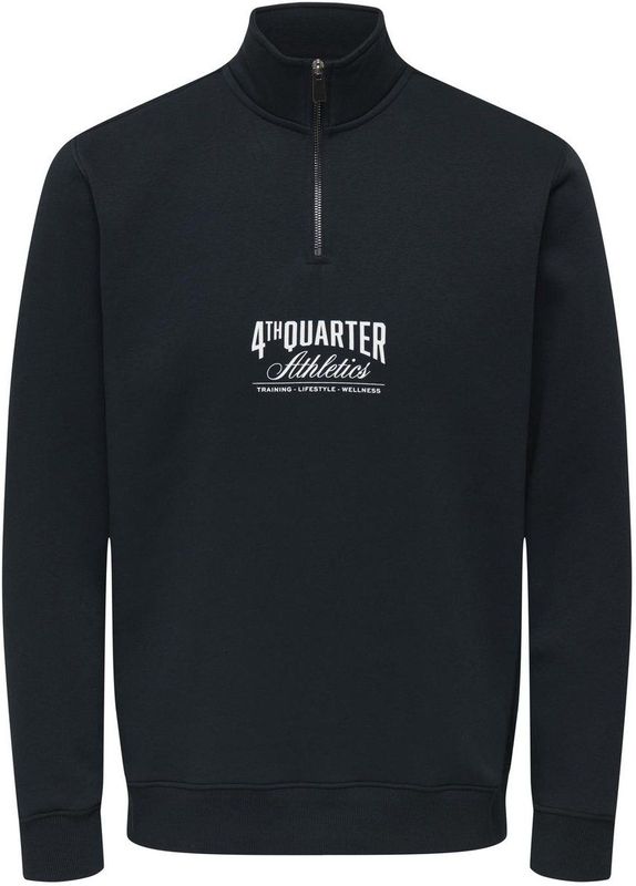 Only & Sons - Onsceres Printet - Trui - Zwart - Regular Fit - Half Zip