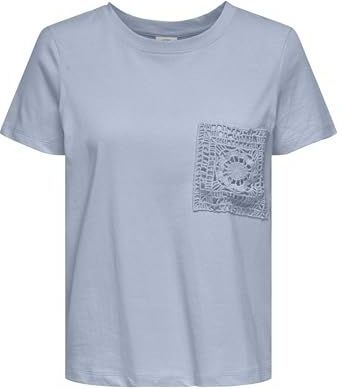 JDY - JDYSELMA - T-shirt - Korte Mouwen - Regular Fit - Kanten Detail