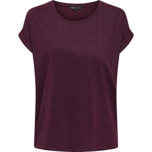 ONLY - Onlmoster Glitter SS Top JRS - Wijn - T-shirt