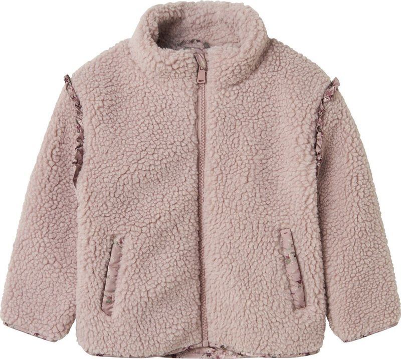 NAME IT - Teddy - Jas - Lichte Stof - Pluizig Oppervlak - Hoge Hals - Lange Mouwen