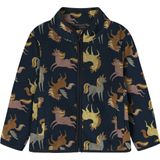 NAME IT - NMFMEEKO - Fleece Jas - Marine - Grijs - Brokaat - Honing