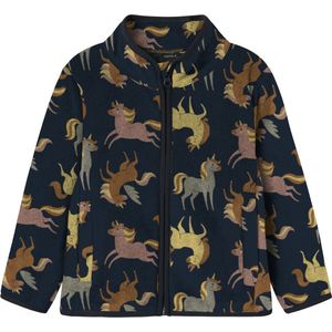 NAME IT - NMFMEEKO - Fleece Jas - Marine - Grijs - Brokaat - Honing