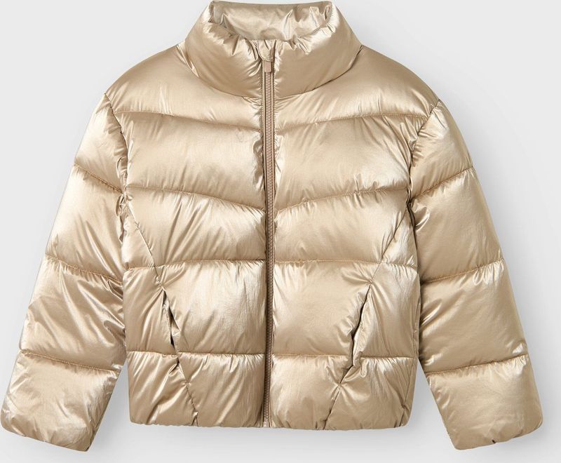 NAME IT - Shiny Gewatteerde Jas - Pufferjas - Hoge Hals - Lange Mouwen