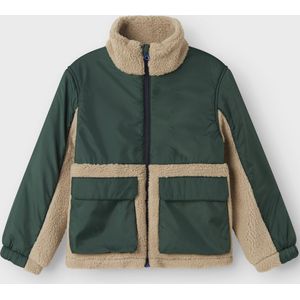 NAME IT - Teddy Jas - Winterjas - Hoge Hals - Lange Mouwen - Ritsbescherming