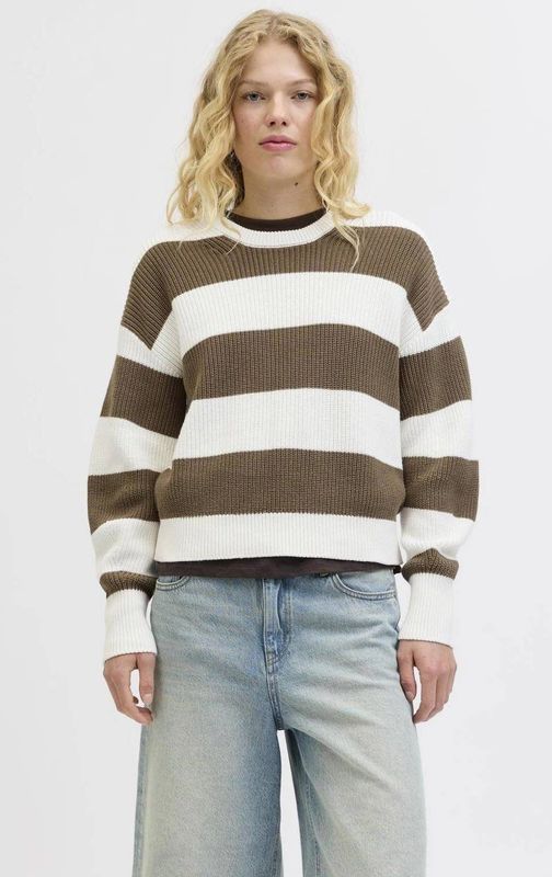 JJXX - Gebreide Trui - Kaki - Ronde Hals - Lange Mouwen