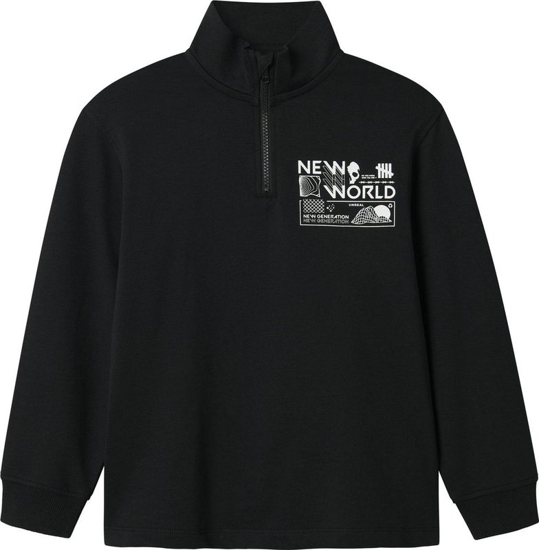 NAME IT - NKMKIMBA LS NREG HALF ZIP SWEAT UNB - Zwart - Jongens - Sweaters