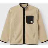 NAME IT - NKMLANE - Fleece Jas - Camel/Zwart