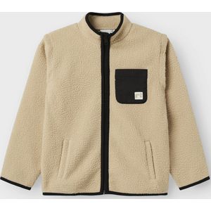 NAME IT - NKMLANE - Fleece Jas - Camel/Zwart